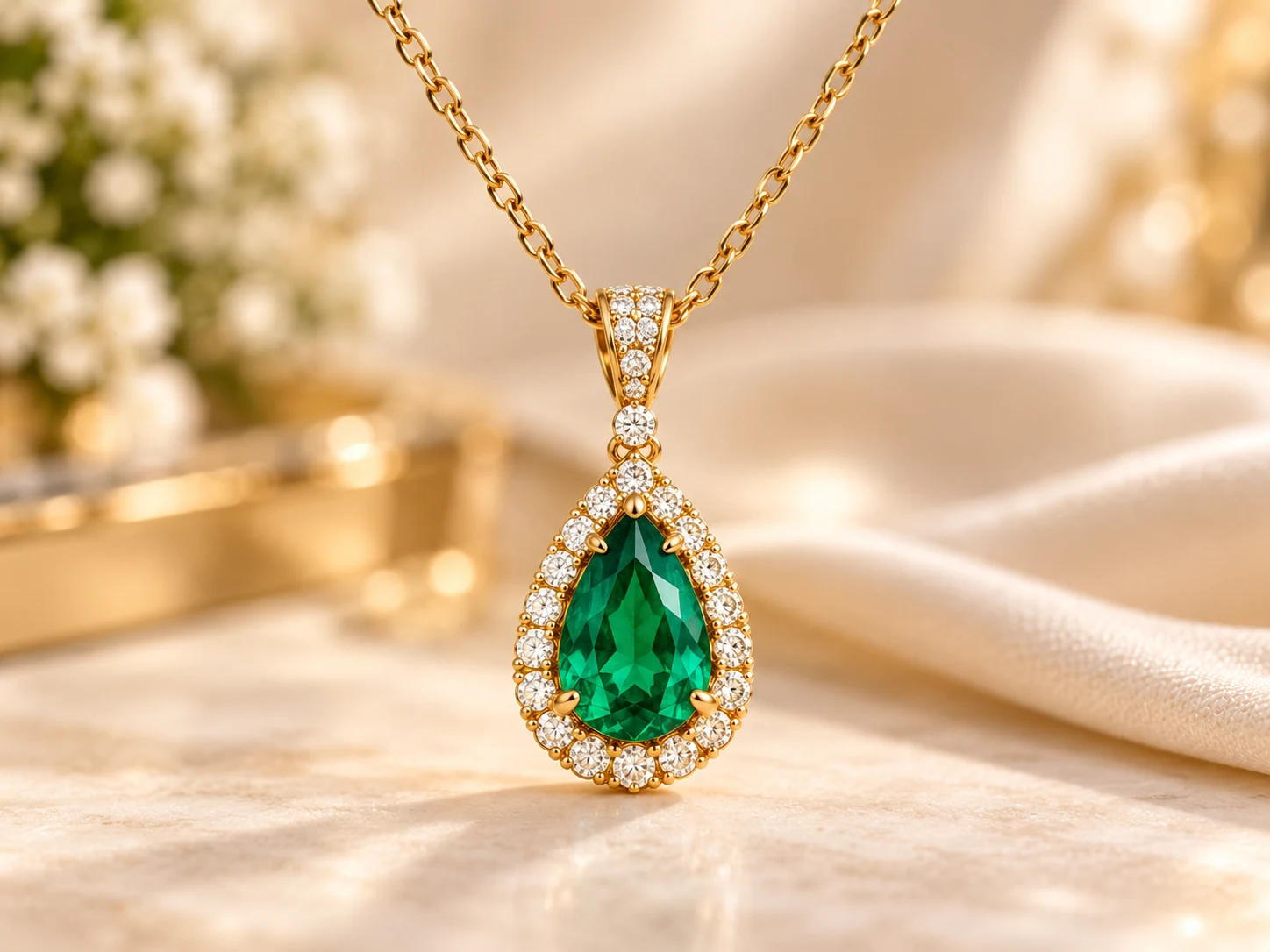گردنبند زمرد اشکی